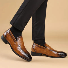 Woven Leather Penny Loafers