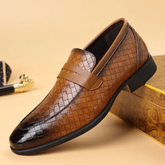 Woven Leather Penny Loafers