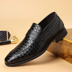 Woven Leather Penny Loafers