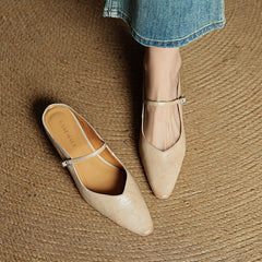 Pointed Toe Leather Mules