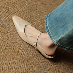 Pointed Toe Leather Mules