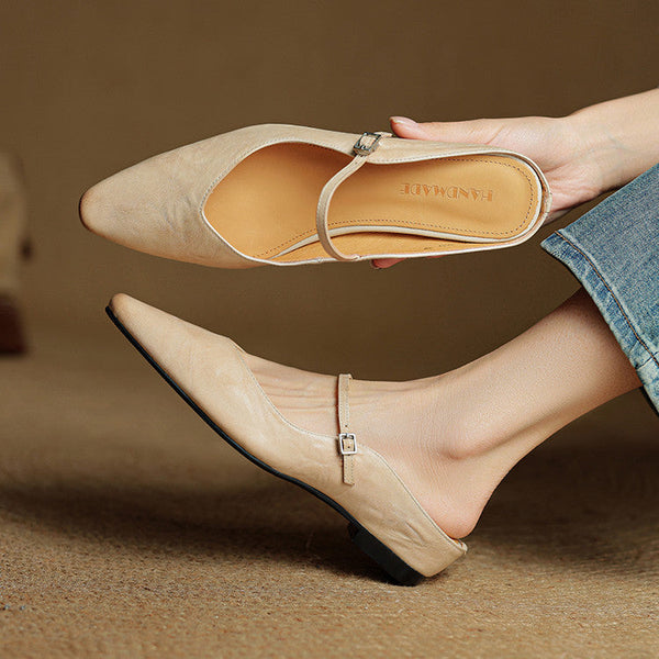 Pointed Toe Leather Mules