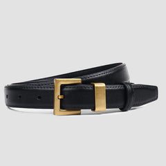 Gold Square Buckle Leather Belt