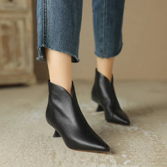 Elegant Leather Kitten Boots