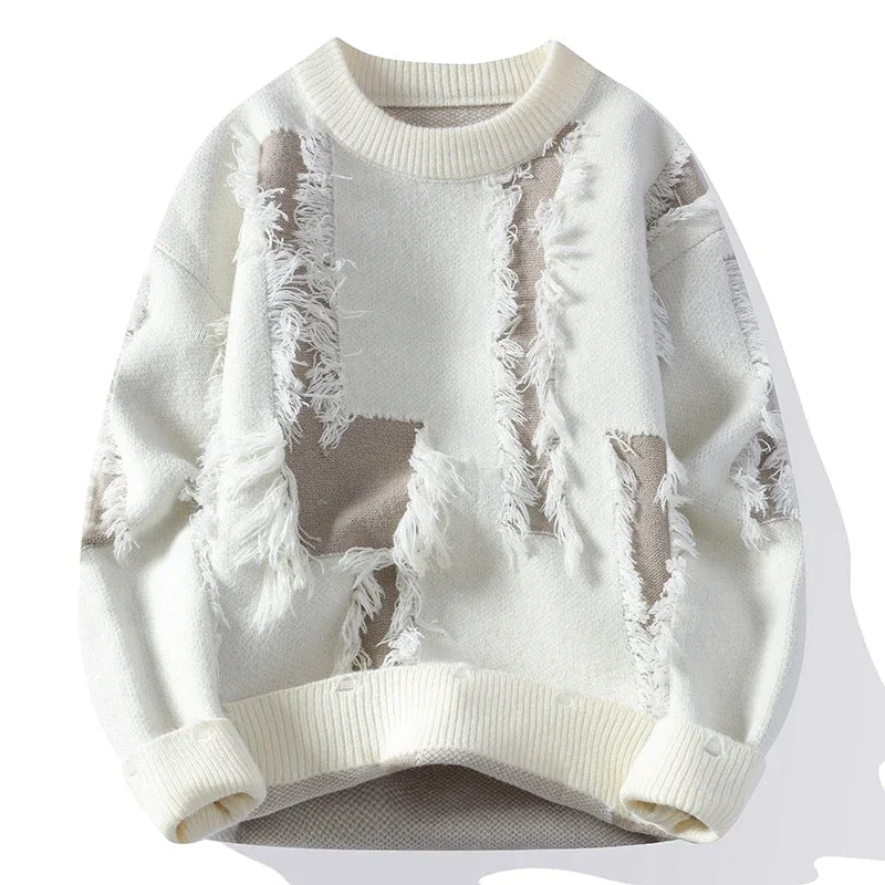 Frayed Knit Crew Sweater