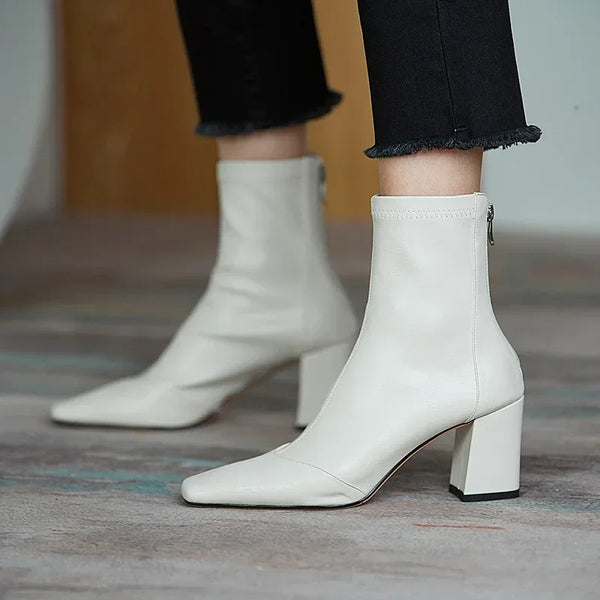 Suede Square Toe Ankle Boots