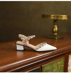 Studded Glossy Leather Heels