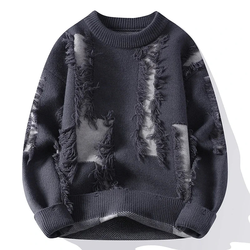 Frayed Knit Crew Sweater