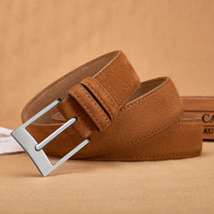 Classic Square Buckle Suede Belt