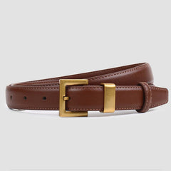 Gold Square Buckle Leather Belt