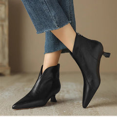 Elegant Leather Kitten Boots