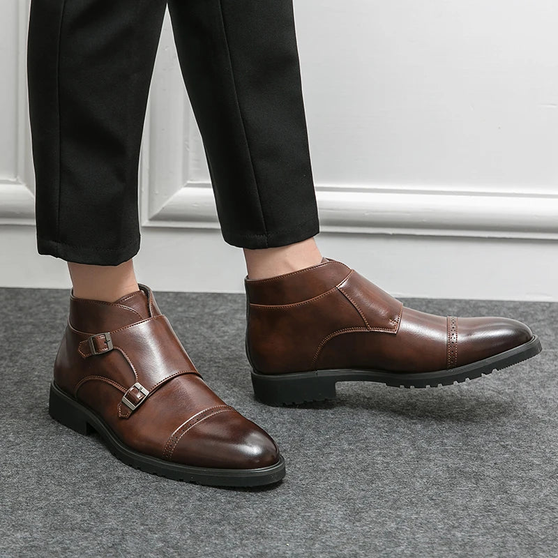 Genuine Leather Monk Boots