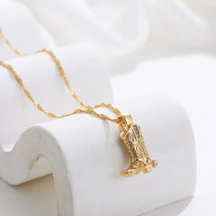 Western Boot Pendant Necklace