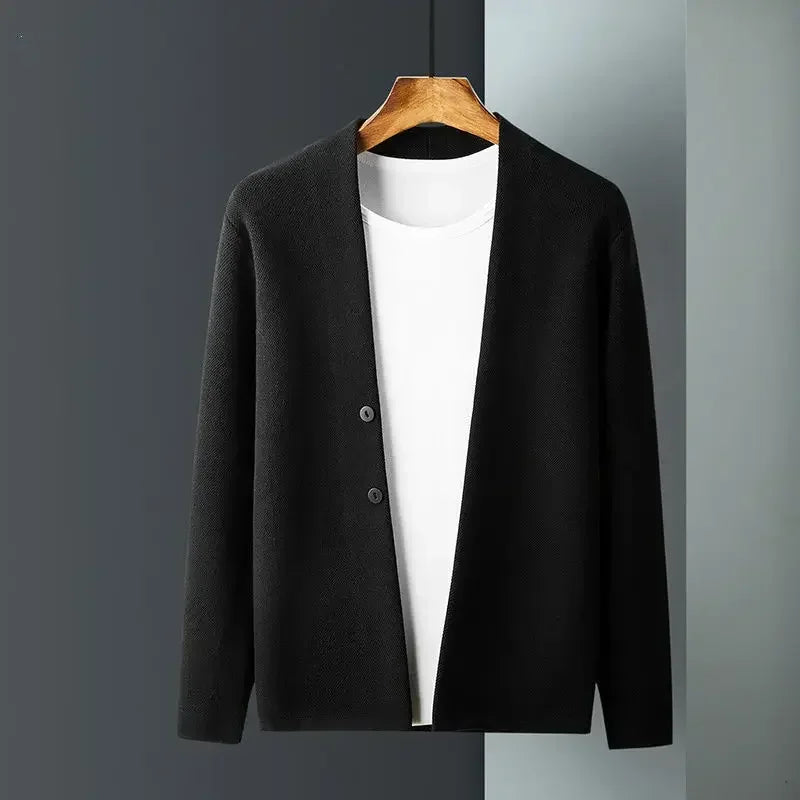 Ribbed Wool Button Cardigan