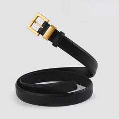 Gold Square Buckle Leather Belt