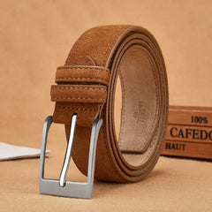 Classic Square Buckle Suede Belt