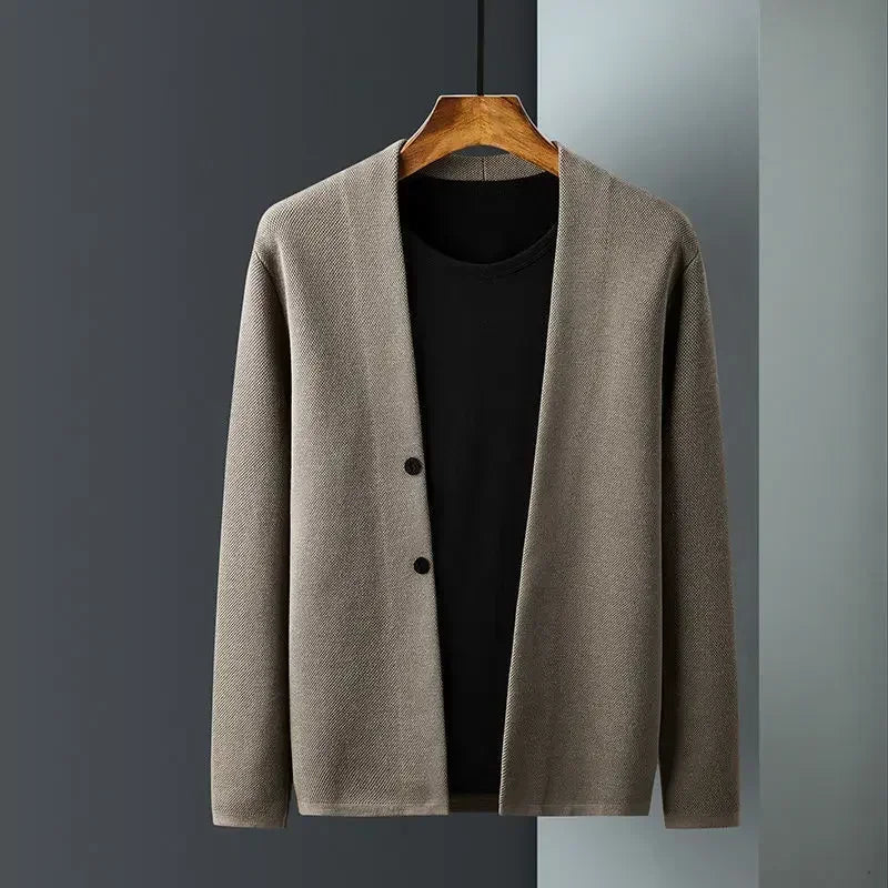 Ribbed Wool Button Cardigan