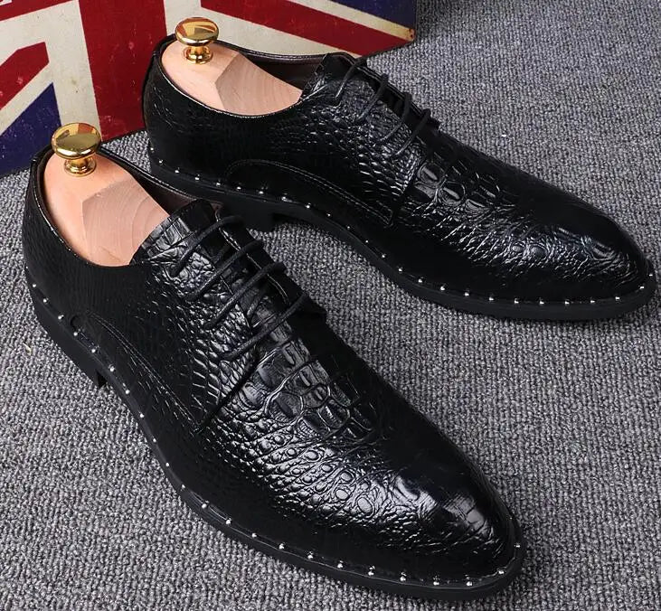 British Croc Leather Oxfords