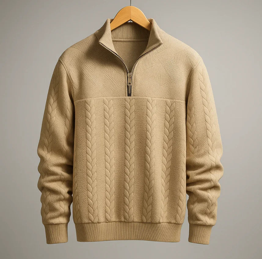 Kenton Cable-Knit Zip Sweater